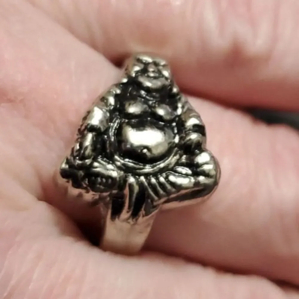 Silver tone Buddha ring size 9.25